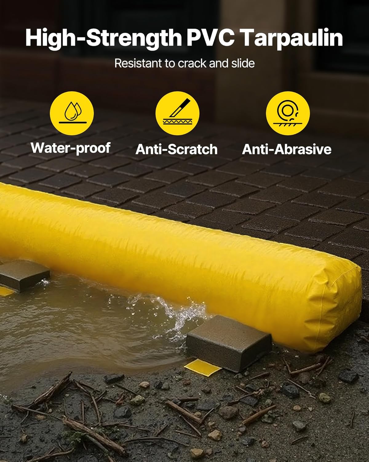 Flood Barrier, Flood Bags, Sandbag Alternative, Water Barrier for Flooding with Great Waterproof Effect, Reusable PVC Water Diversion Tubes, Lightweight Flood Barriers for Home, Door, Garage