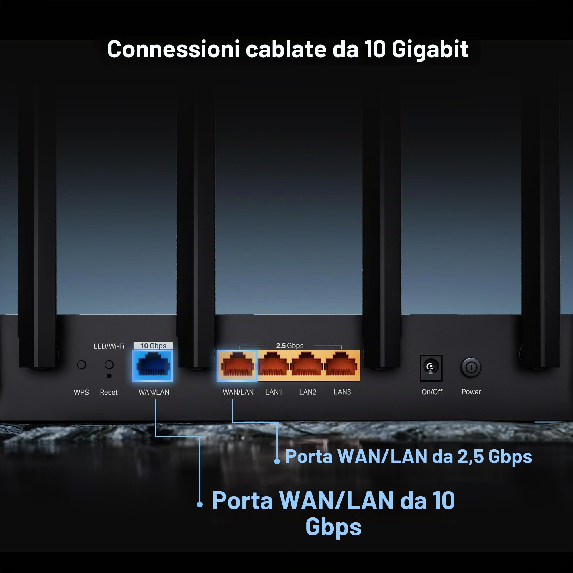 TP-Link Tri-Band BE9700 WiFi 7 Router Archer BE600 | 10G WAN/LAN +2.5G WAN/LAN +3 × porte LAN 2.5G, nuovo canale 320 Mhz | copre fino a 2.600 mq. ft e 120 dispositivi|VPN, HomeShield per la sicurezza