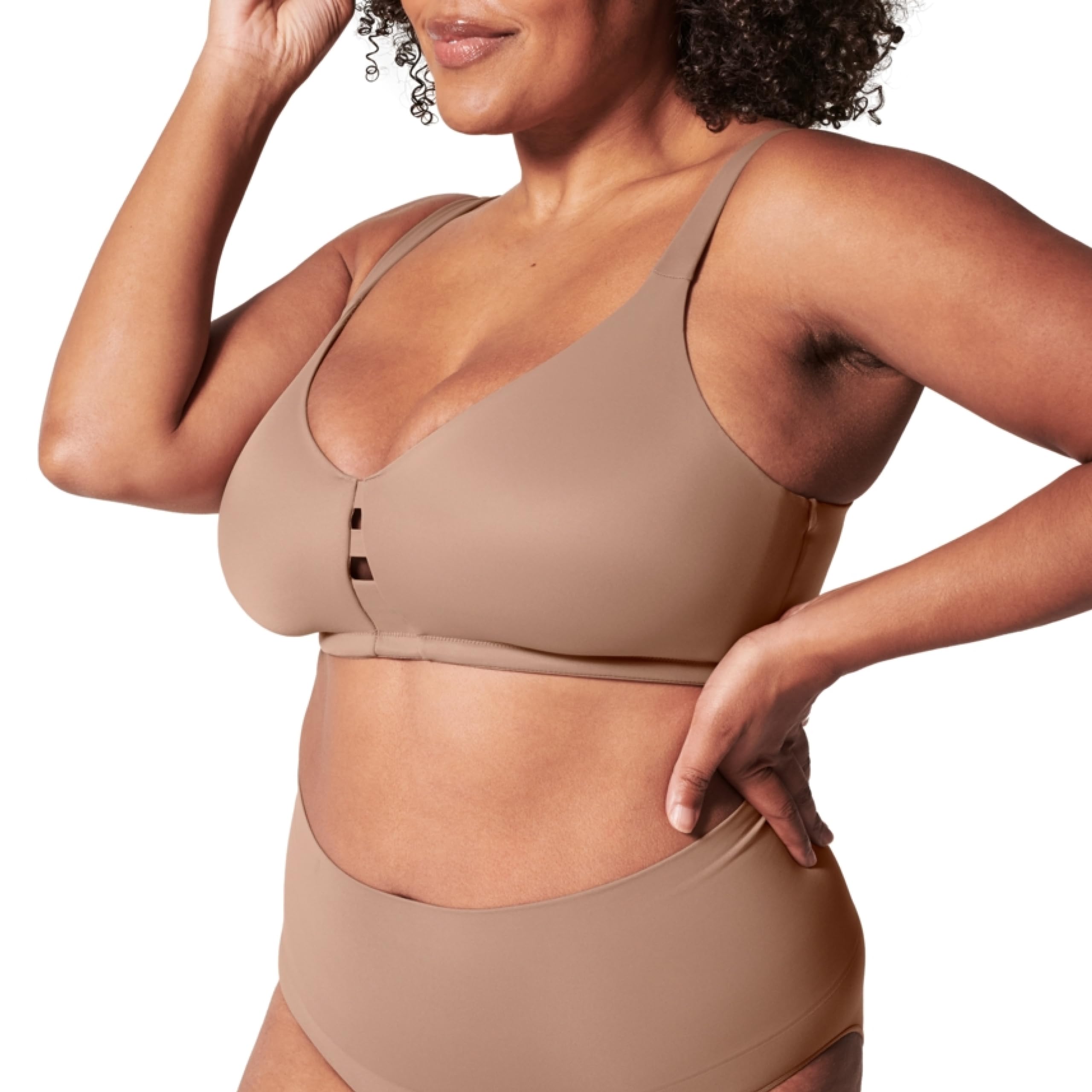 Spanx Women's Cafe Au Lait Low Profile Wireless Minimizer Bra, 32F