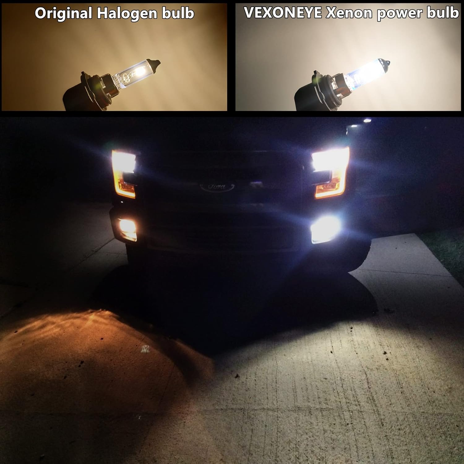 9005+H11 Halogen Headlight Bulb Combo White Light 5000K Headlamp Super Bright