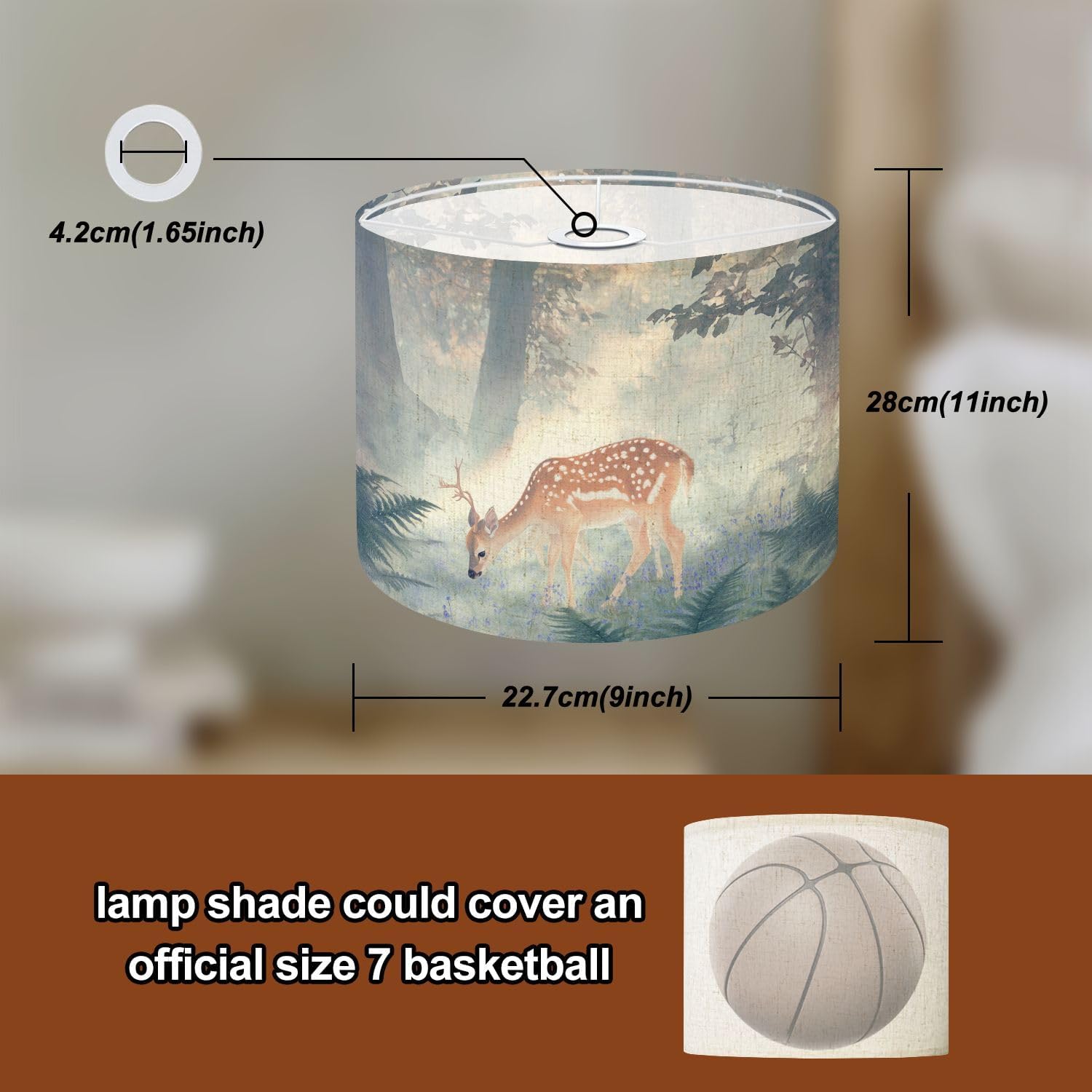 Lampshades Lamp Shades Set of 2 Mystical Deer Enchanting Watercolor Art Light Shade for Table Lamps Floor Lamps Drum Lamp Shades Lampshade Replacement