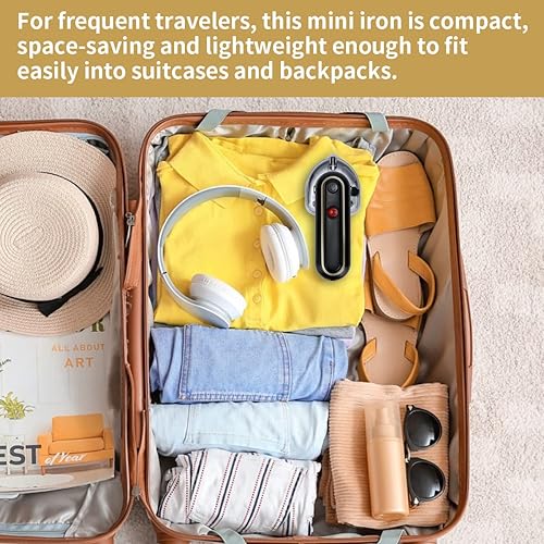 Miniatura 4 de Mini plancha portátil de viaje con suela antiadherente, vaporizador, color negro