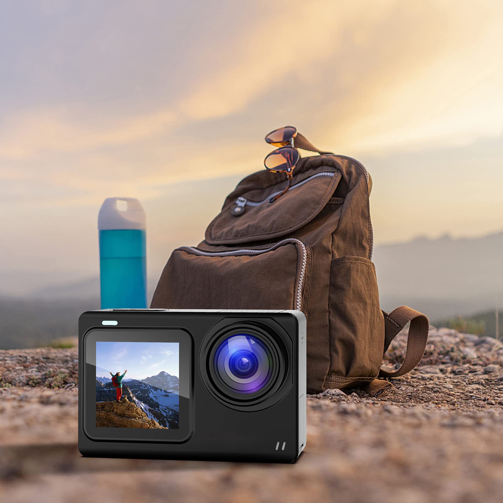 Action Camera Wifi, 2.4G WIFI 4K 30FPS 20M Fotocamera Subacquea Impermeabile Mini DV Videocamere per Fotografia Subacquea, Action Camera a Doppio Schermo con Touch Screen, Per Viaggi, Ciclismo, Immers