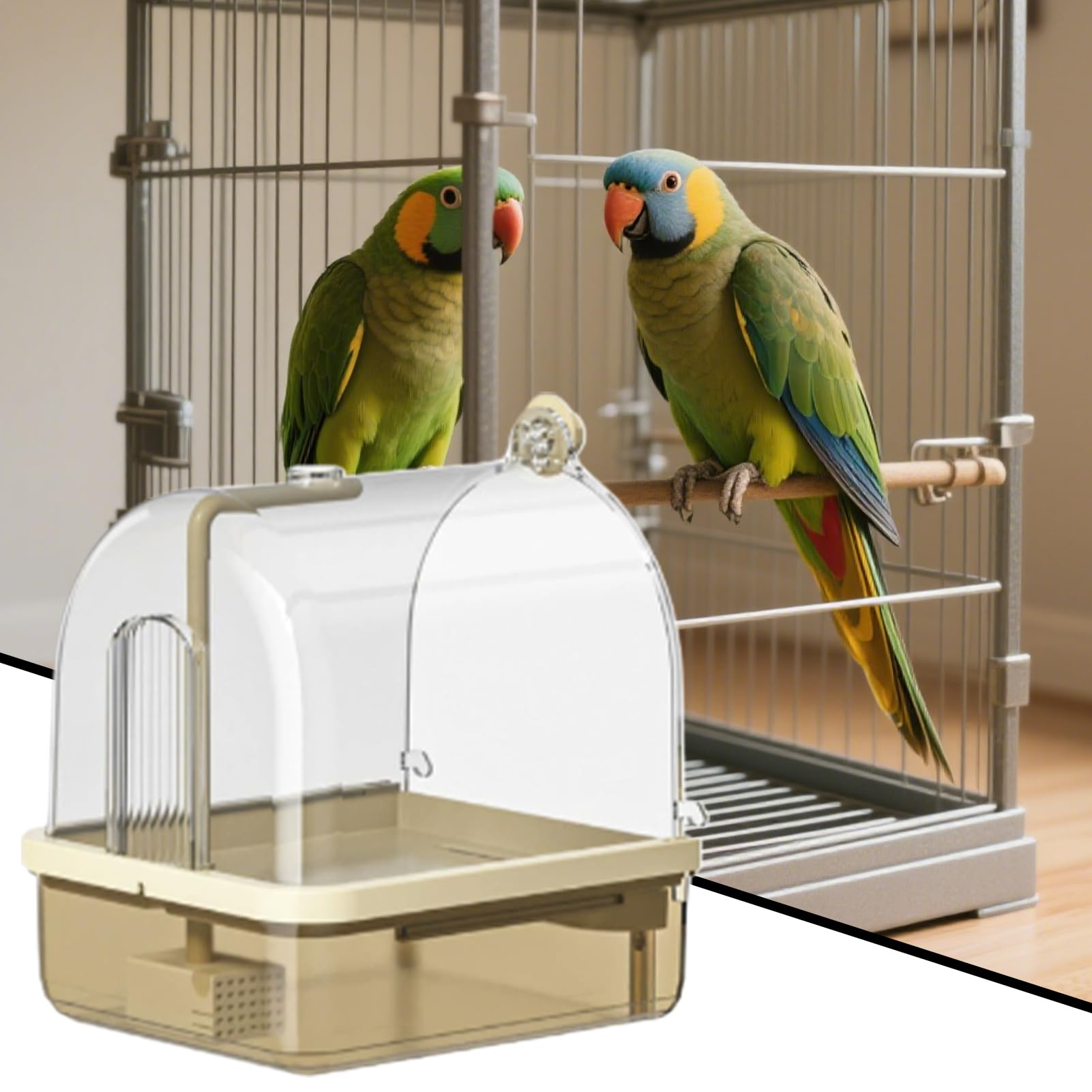 Bain pour Cage à Oiseaux Automatique Anti-Morsure avec 2 Modes