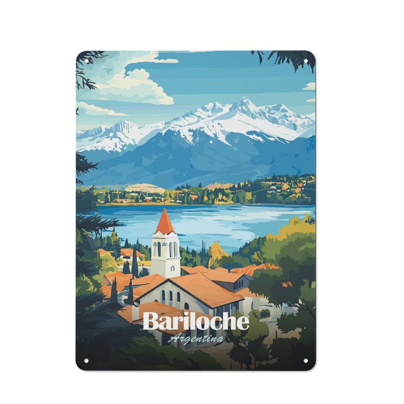 Junmoney Style-5 Vintage Bariloche Argentina Travel (2) Garden Room Metal Sign 40X30cm, Porch Wall Decor For Conservatory, Home Bar Or Utility Room