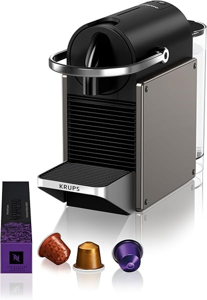 Krups Nespresso Pixie Redesign Kaffeekapselmaschine, 1260 W, 0,7-L-Wassertank, Espresso oder Lungo, energiesparend, recycelbare Kapseln, inkl. Willkommensset, Titan, XN306T10 - 1