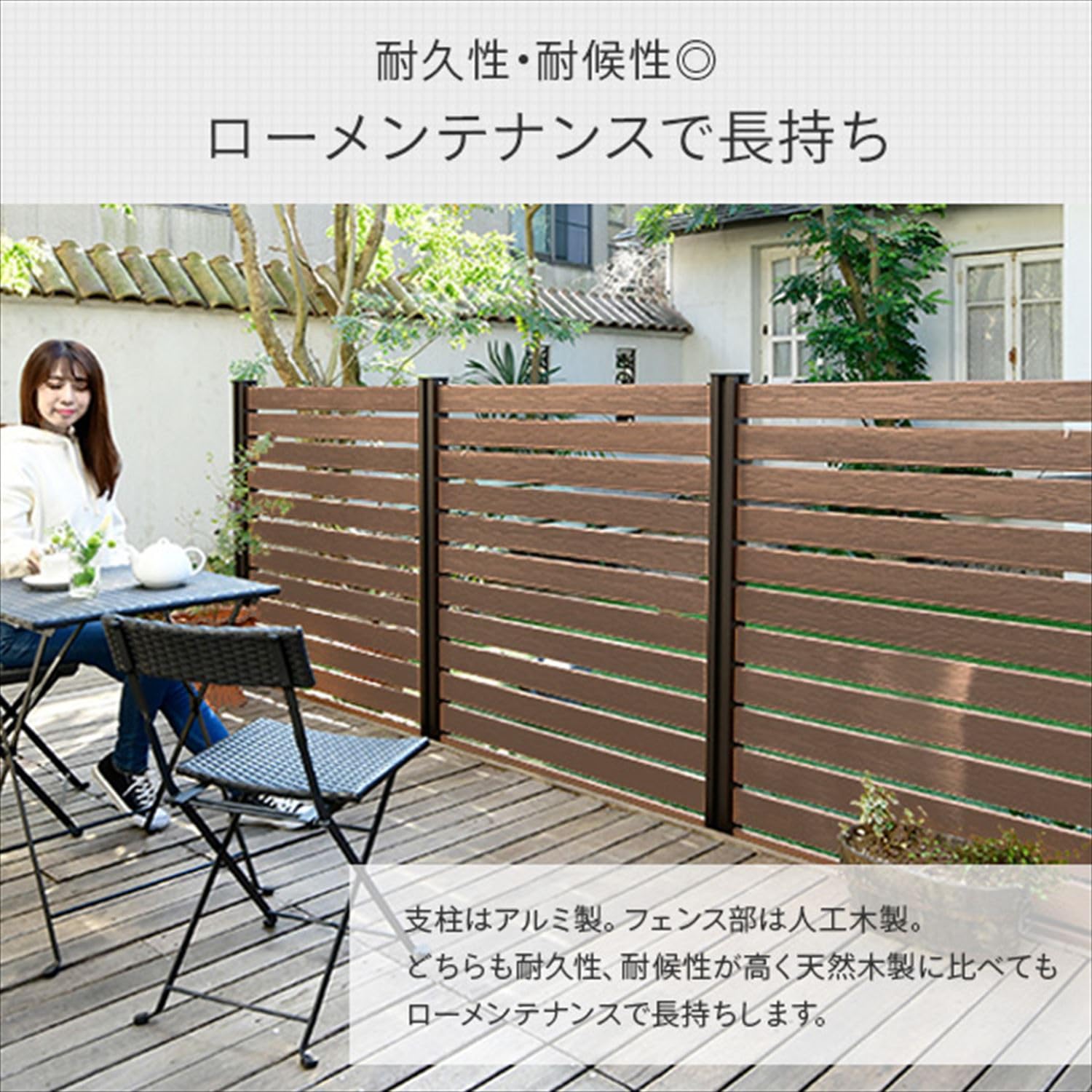 Amazon.co.jp: [山善] ガーデンマスター 人工木 フェンス 目隠し 耐久 