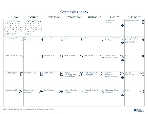 2025 Parish Wall Calendar: September 2024 through December 2025