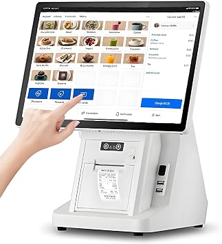 Cash Register Till, 15.6 Inch Touch Screen PC POS Systems for Small Business, All in One Smart Touch Screen Cash Register POS for Retail & Restaurant/Salons Single-screen