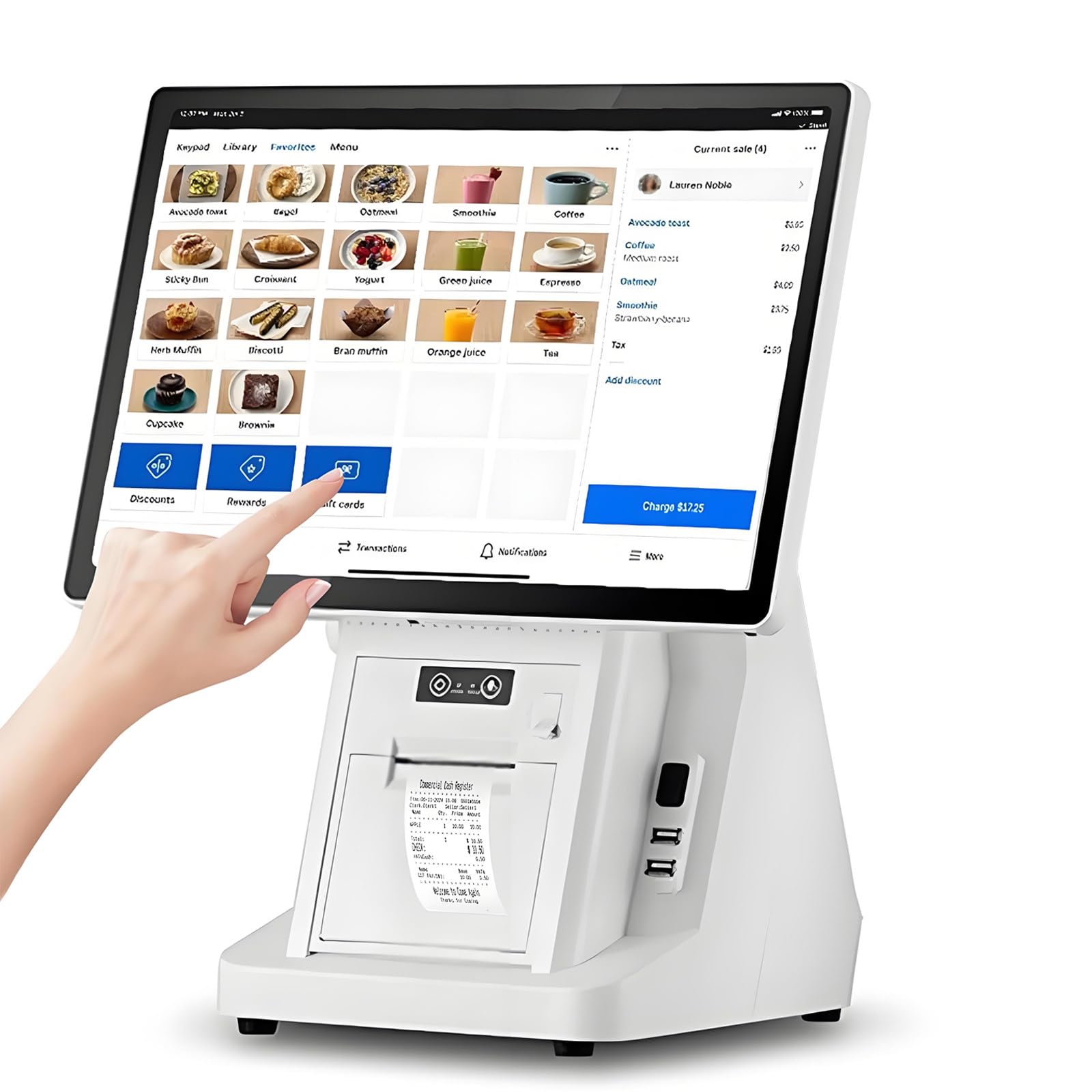 AETEREOS Cash Register Till, 15.6 Inch Touch Screen PC POS Systems for Small Business, All in One Smart Touch Screen Cash Register POS for Retail & Restaurant/Salons Single-screen