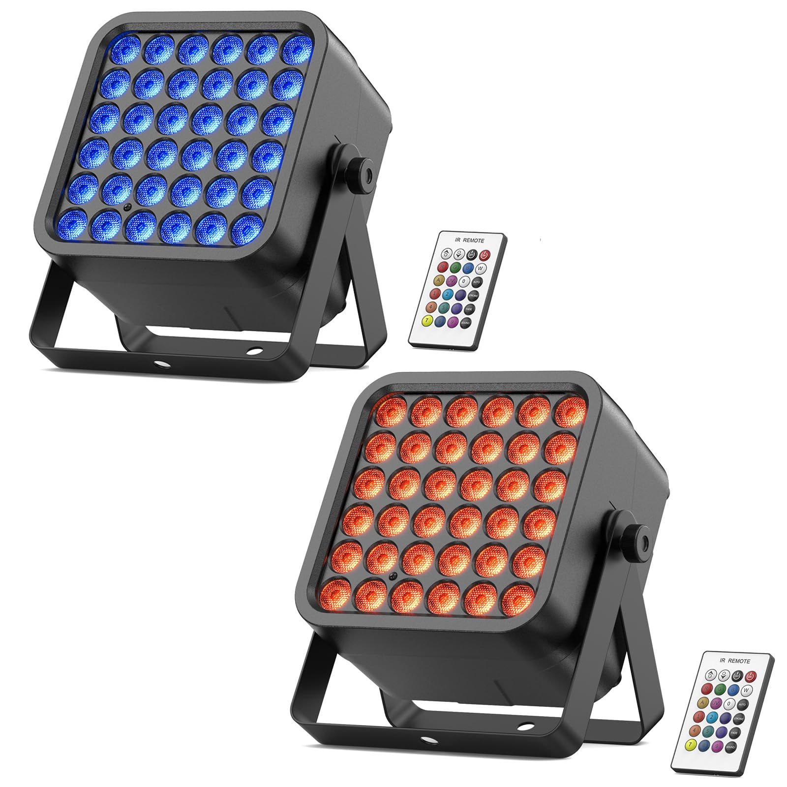 2PCS 54W Par LED Batteria RGBWA UV, 5200mAh Ricaricabile 36 LED Luci da Palco con Telecomando, Luci di Scena 4-6 Ore per Esterni Discoteca Matrimoni Bar Spettacolo Halloween Natale