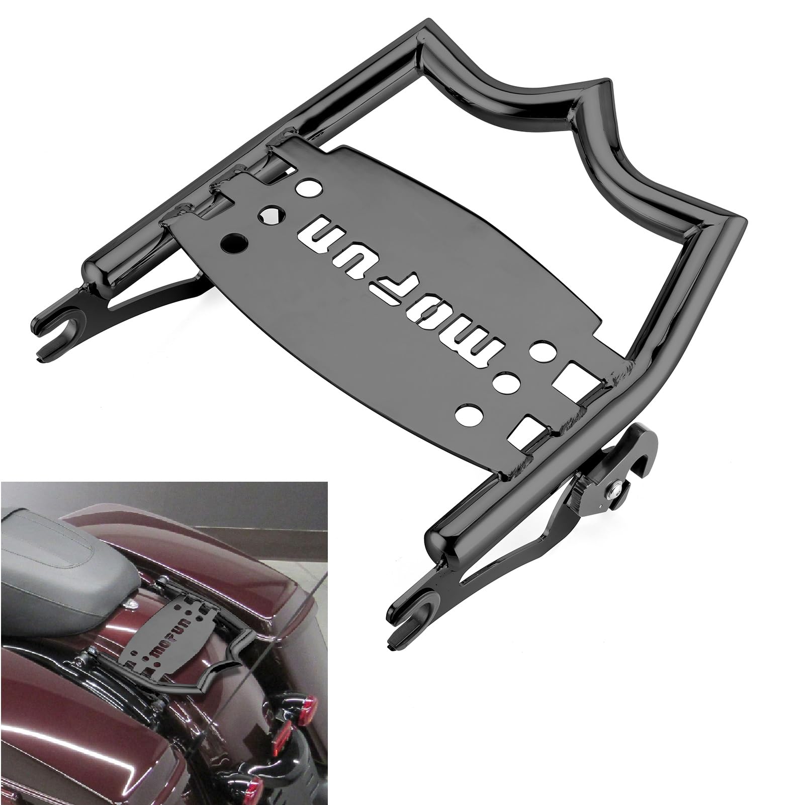 Mofun Kit De Poignées D'appui Arrière Pour Porte-bagages Compatible Avec Harley Touring Street Road Electra Glide Road King 2009-2024, Noir