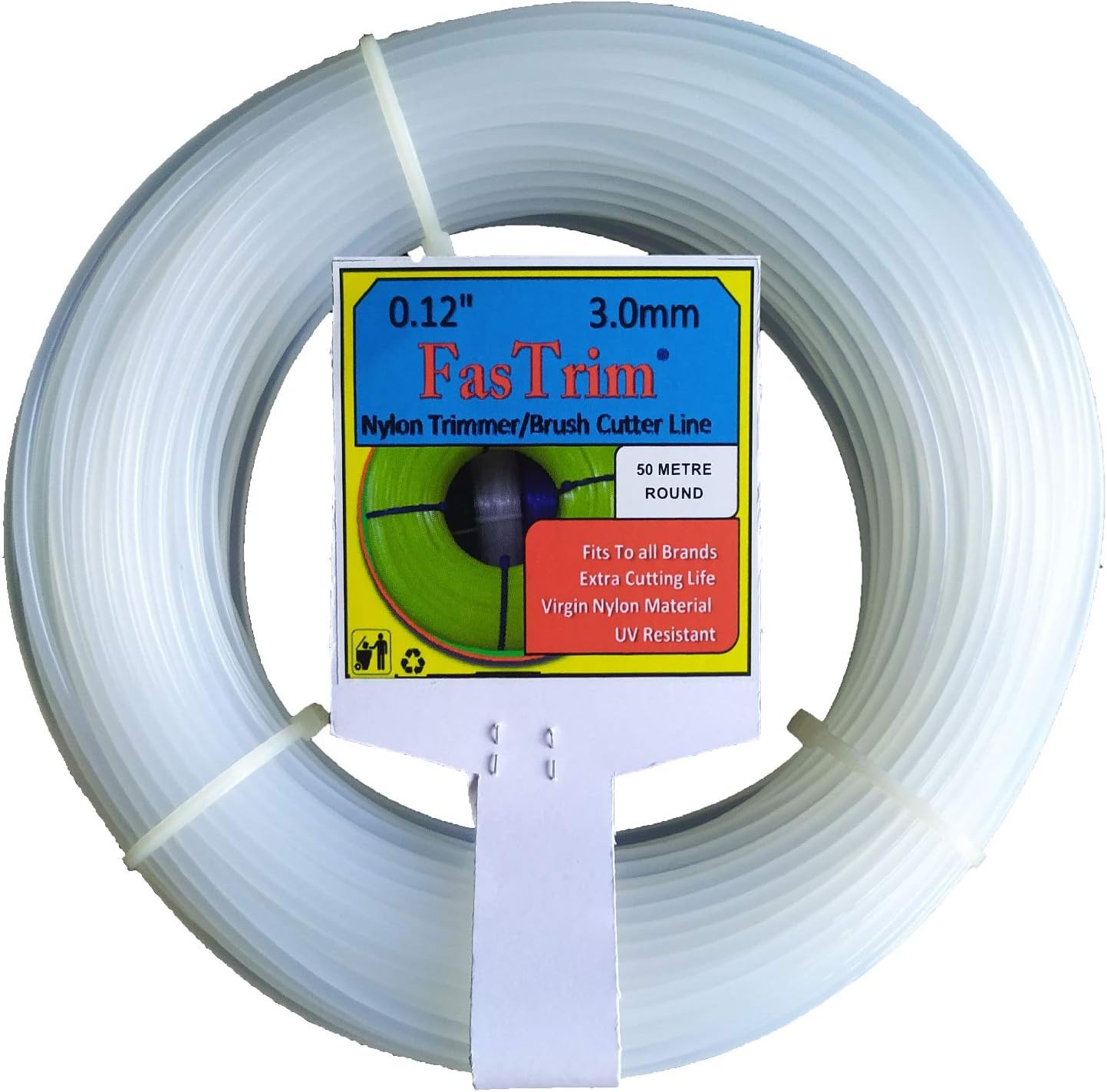 3mm (0.12 inch) 50 metre Round/White/Grass Cutter/Nylon Trimmer line