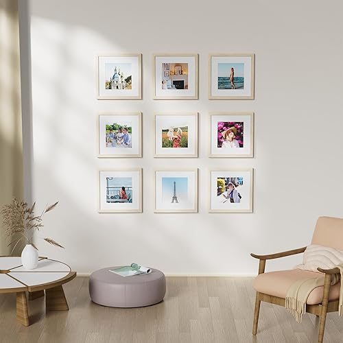 Miniatura 8 de Vittanly Marcos de fotos de 12 x 12 pulgadas para pared, para exhibir fotos de 8 x 8 pulgadas con paspartú o de 12 x 12 pulgadas sin paspartú,