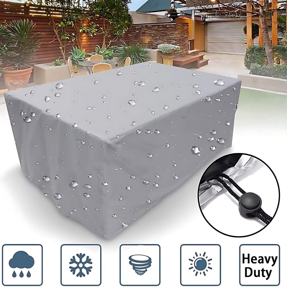 Copertura Per Mobili Da Giardino 210x140x80 Cm | Tessuto Oxford 210D | Impermeabile E Anti-UV | Grigio