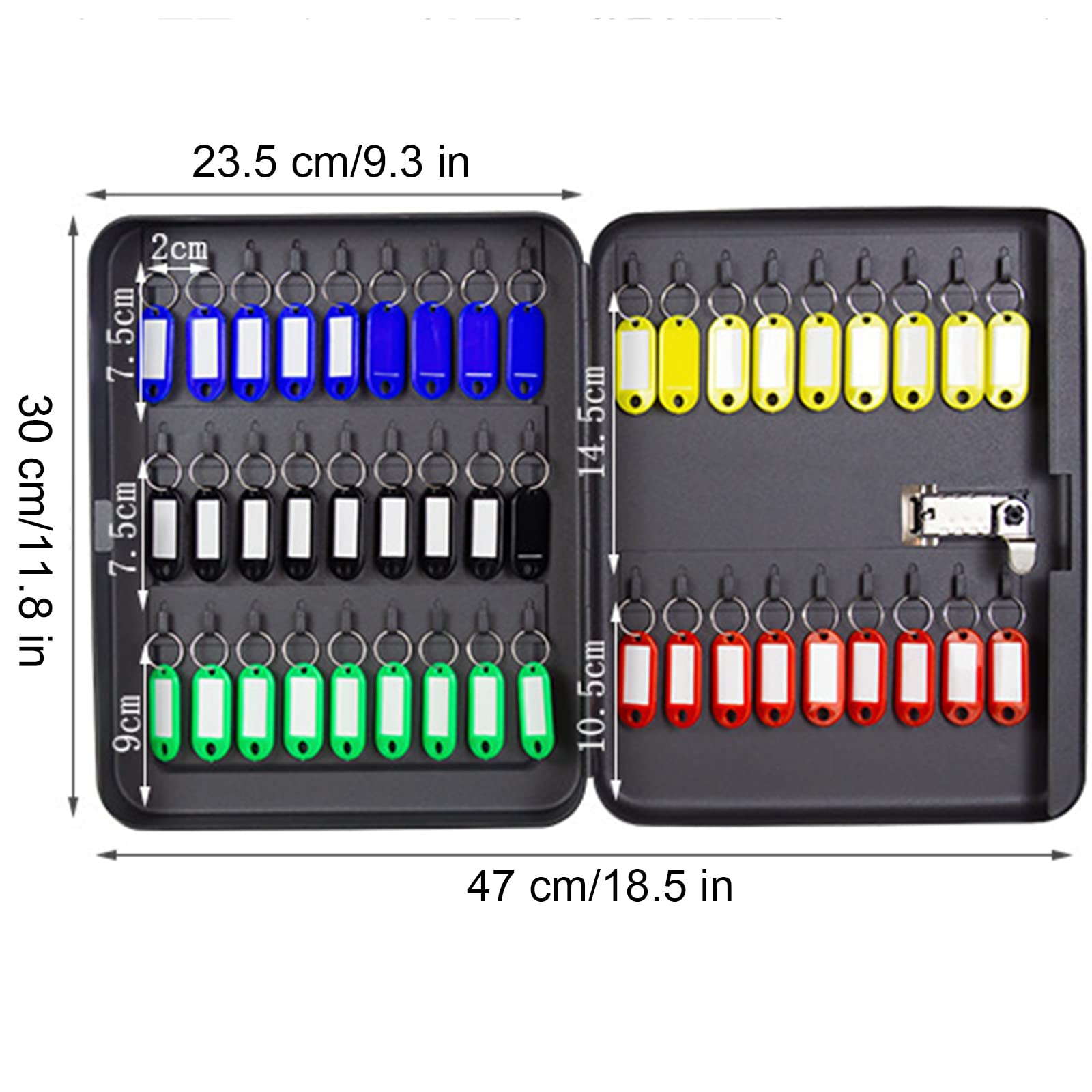 Montado en la pared con cerradura combinada de 3 dígitos, caja de llaves de acero para gas, escuela, oficina, nizer seguro, negro, 48 Hoo