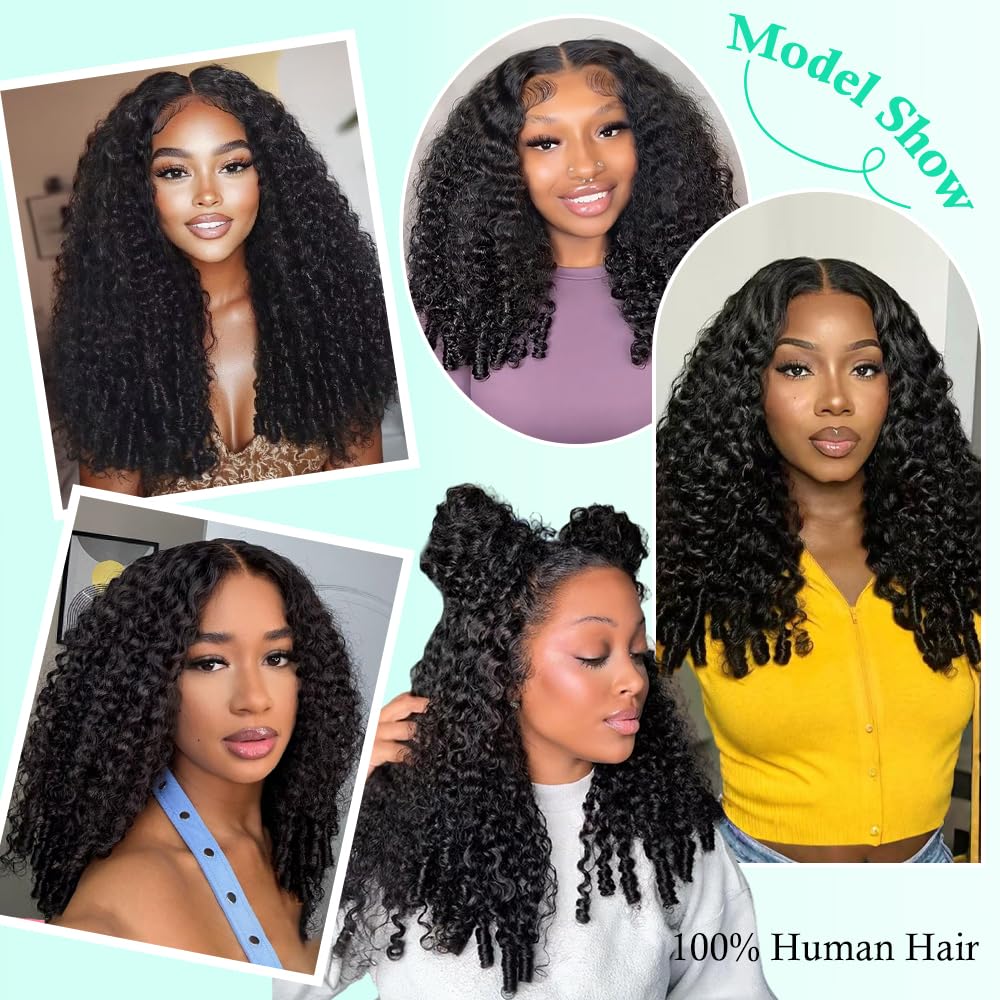 Burmese Curly Wig Human Hair 13x6 Lace Front Wigs Human Hair 250 Density HD Lace Frontal With Drawstring Wigs Pre Plucked Virgin Remy Hair with Spiral End Natural Color 20 Inch