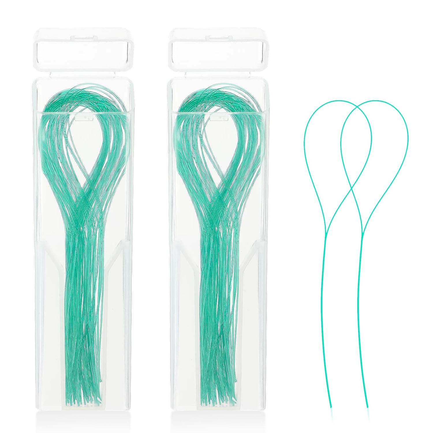 100 Pcs Floss Threaders Multifunctional Deep Clean Floss for Braces Bridges and Implants Dental Threader Green