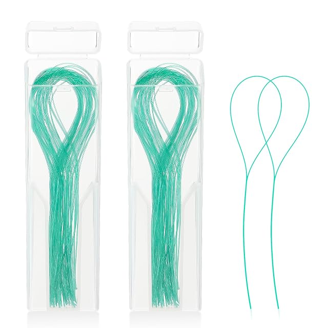 100 Pcs Floss Threaders Multifunctional Deep Clean Floss for Braces Bridges and Implants Dental Threader Green