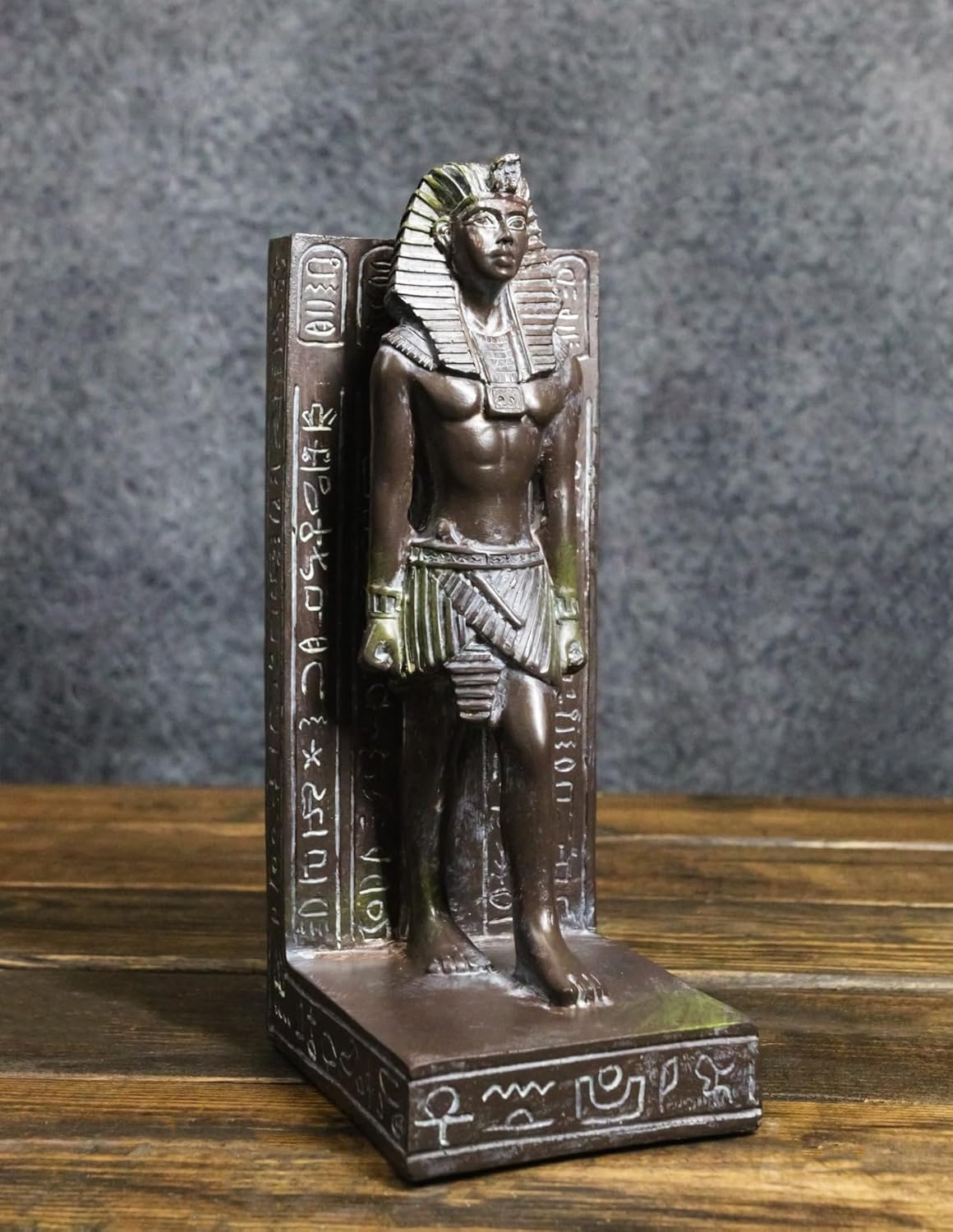 Ebros Gift Regal Son of Horus Pharaoh Egyptian King TUT Standing On Hieroglyphic Base Bookend Sculpture Classical Ancient Egypt Decorative Figurine (2)