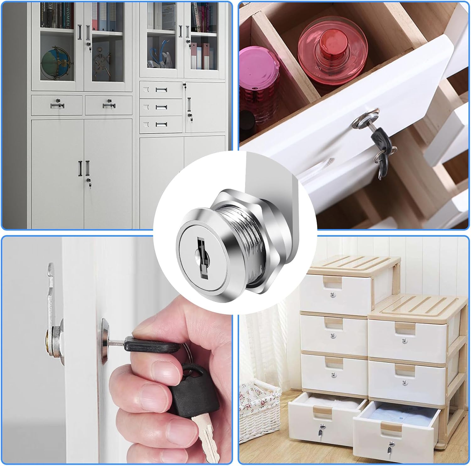 Cabinet Locks with Keys, Cam Lock, Mailbox Lock, 2 Pack 7/8" Tool Box Locks with Keys, Drawer Lockss, for Cabinets RV Storage Tool Box Drawer Mailboxes