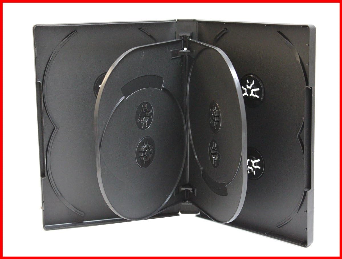 MegaDisc 2 Pk New 22mm 8 Discs CD DVD Storage Case Black Eight Tray Overlap Premium Quality Holder Box