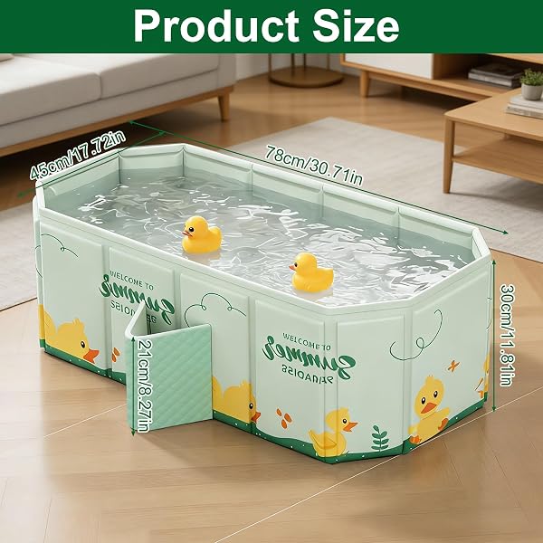 Vasca da Bagno Pieghevole per Bambini, Adatta da 0 a 8 Anni, Multiuso e Salvaspazio, Vaschetta Bagnetto Neonato Pieghevole con Tappo di Scolo, Vasca da Bagno Portatile per Bambini (blu) - 2