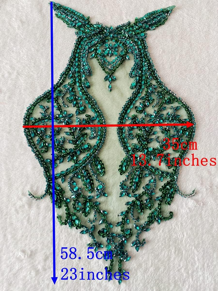 Handmade Rhinestones lace Applique handsewing Beads Trim Patches Dress Front Accessories (Pink)