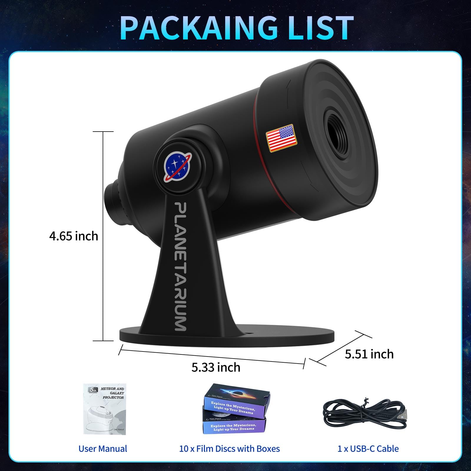 VanSmaGo Projecteur Ciel Etoile Galaxie, Galaxy Projector Pour Chambre à Coucher, Projecteur De PlanéTarium Hd NéBuleuse Rotative à 360° Avec Bouton RéGlable Et Minuterie Pour Les Enfants