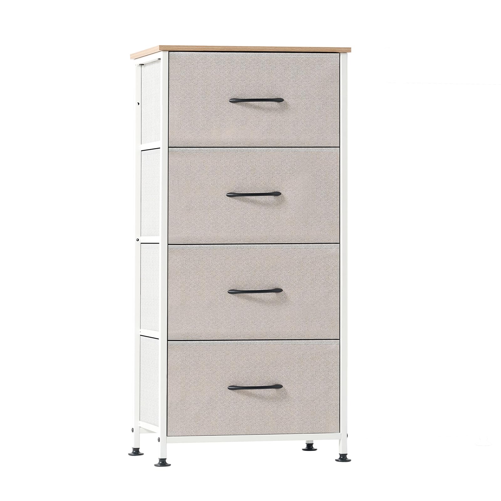 Amazing Tour 4-Drawer Storage Cabinet, Bedside Dresser for Bedroom, Beige