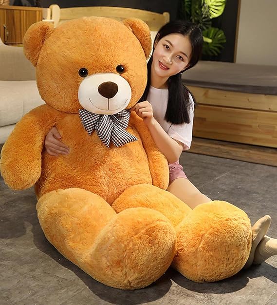 مقاس 150 سم ربطة عنق قطيفة مقاس الدب العملاق، محلي 100% - هدية خاصة باللون البني للحبيب
