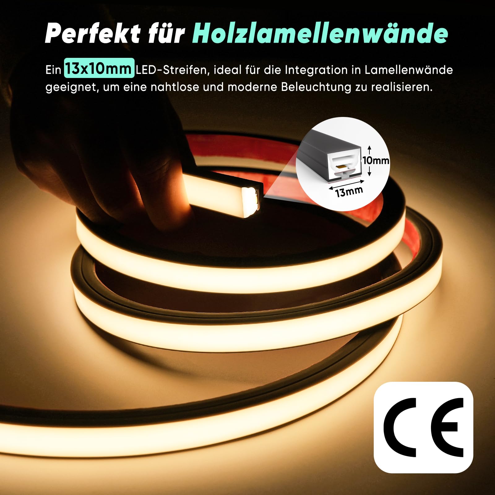 GZBtech Striscia LED per pannelli acustici con telecomando, 3 m x 2P, flessibile, tagliabile, 3000 K, bianco caldo, dimmerabile, IP67, impermeabile, autoadesiva, per pannelli acustici, scaffali