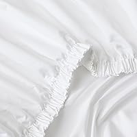 Vista 3 de Linen Closet Juego de sábanas de algodón Supima de 800 hilos, 4 piezas, tamaño matrimonial, blanco ártico