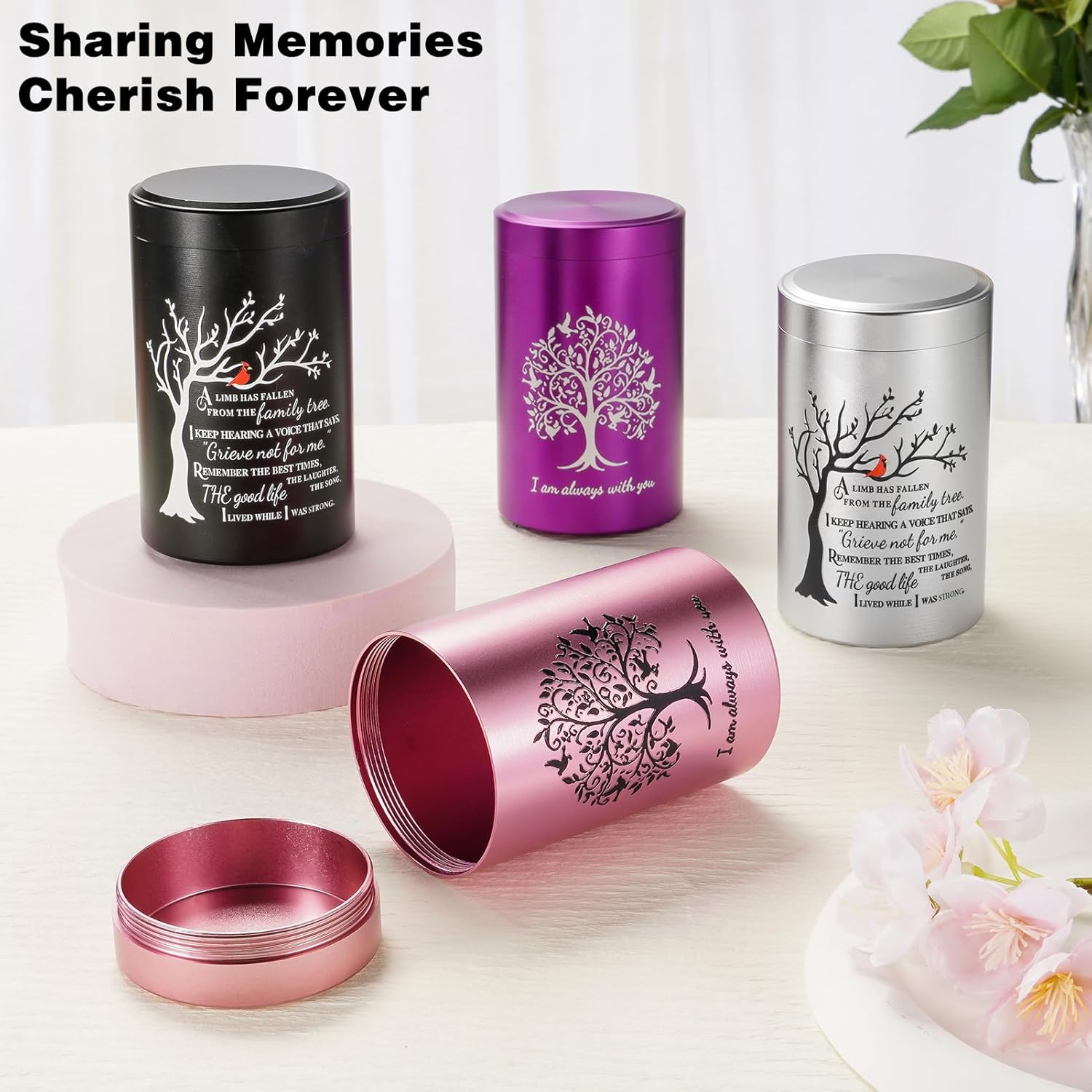 SOITIS Small Urns for Human Ashes Keepsake, 3.54 Inch Mini Urn for Human Ashes, Memorial Keepsake for Men Women, Cremation Urns for Adult Female Male - Tree of Life Silver Funeral Urn - Image 7