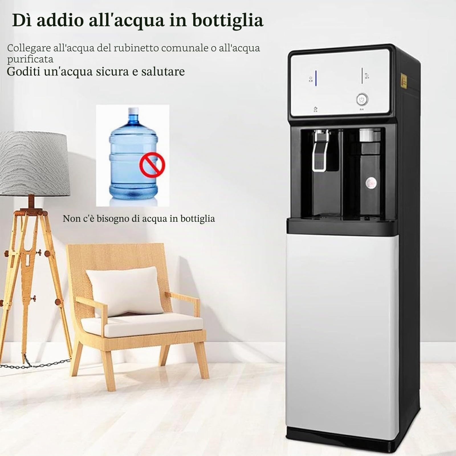Distributore D'Acqua Senza Bottiglia Con Collegamento Alla Rete, Erogatore Acqua Con Funzione Acqua Calda E Fredda,purificatore Acqua Per Uso Domestico E Professionale