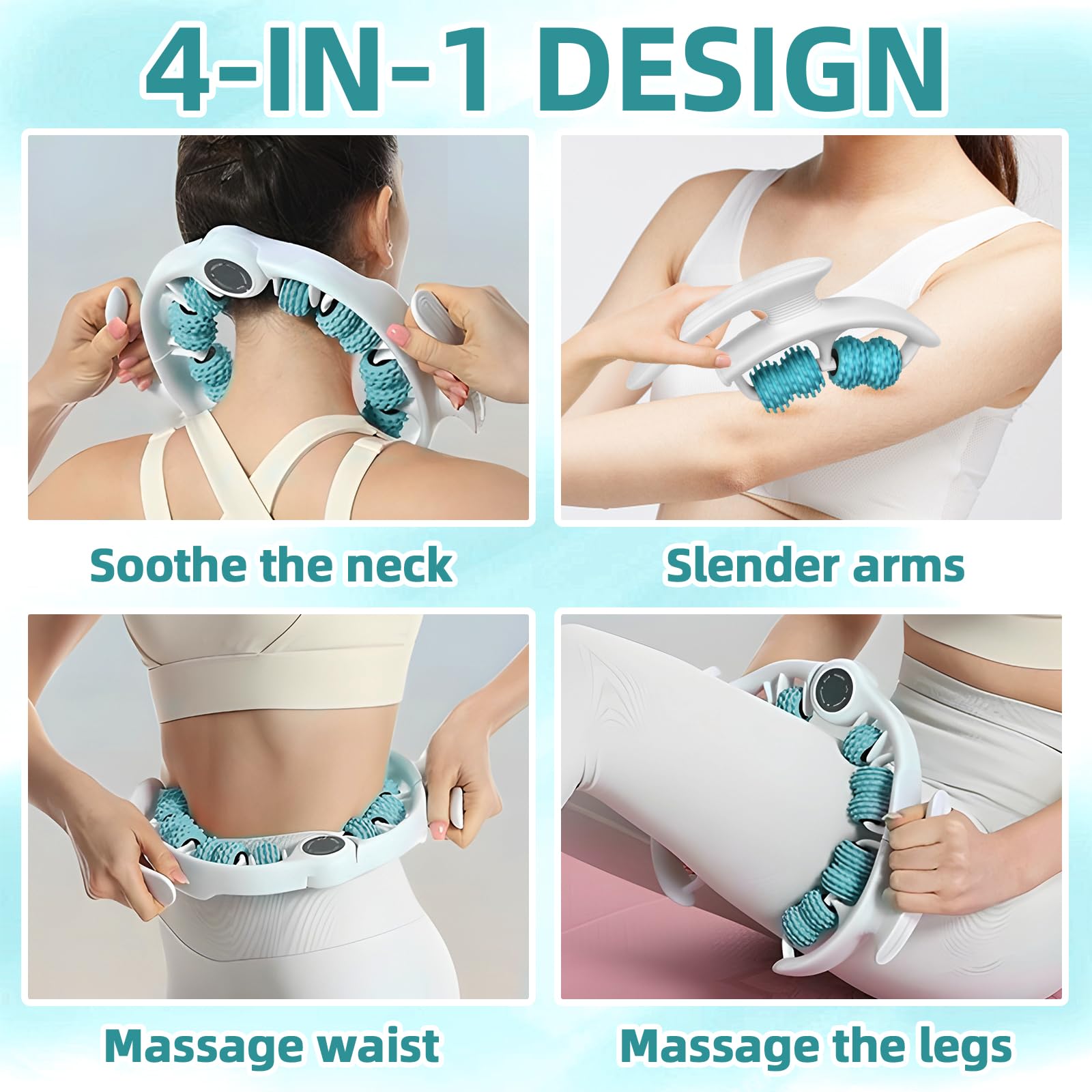 Hossom Masseur Manuel Anti-Cellulite avec Poignées Amovibles - Rouleau de Massage Professionnel pour Cuisses, Jambes et Fesses - Stimulation Fasciale et Drainage Lymphatique (Vert)