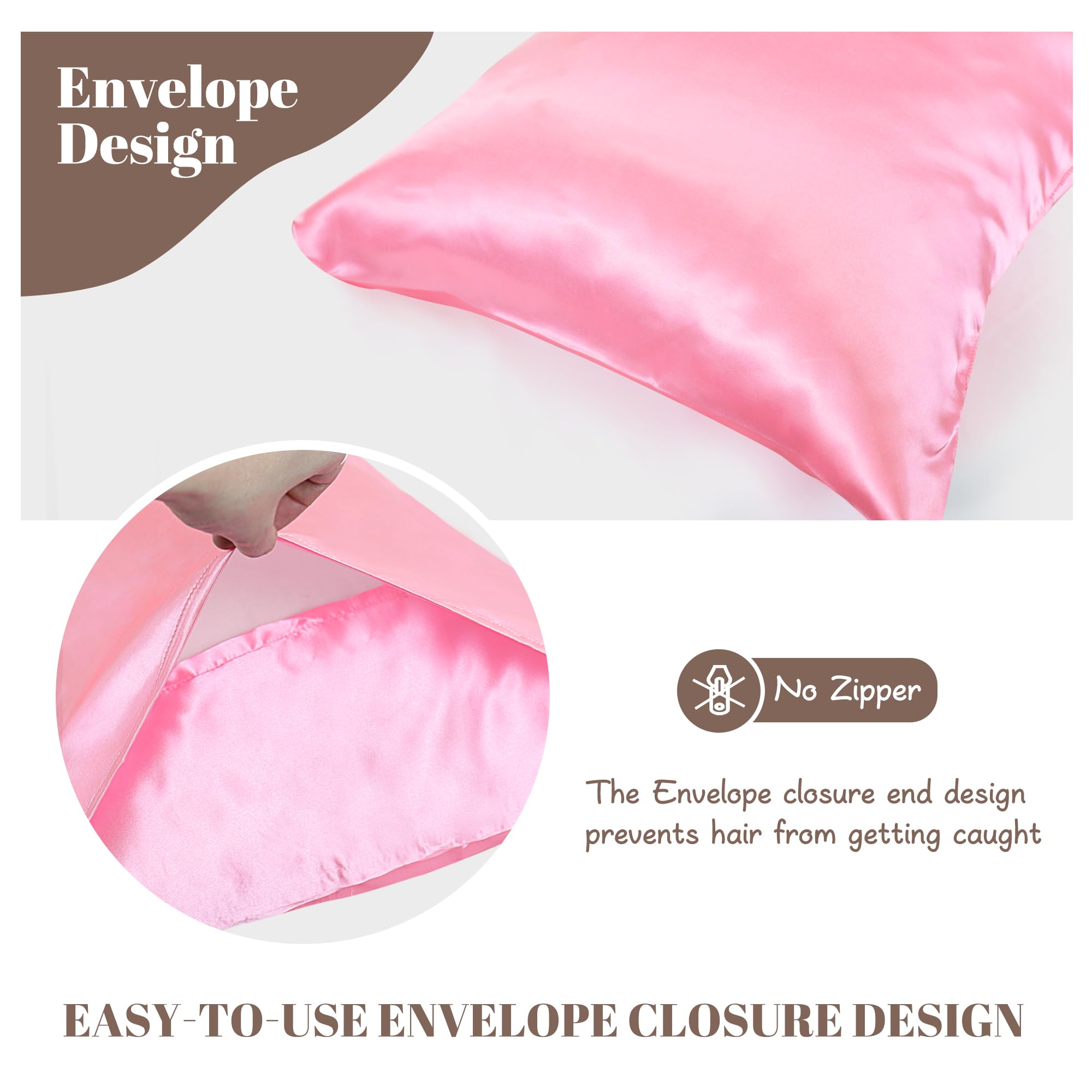 Satin Pillowcase for Hair and Skin 2 Pack, Softer than silk,Silky Pillow Cases Set - Image 3