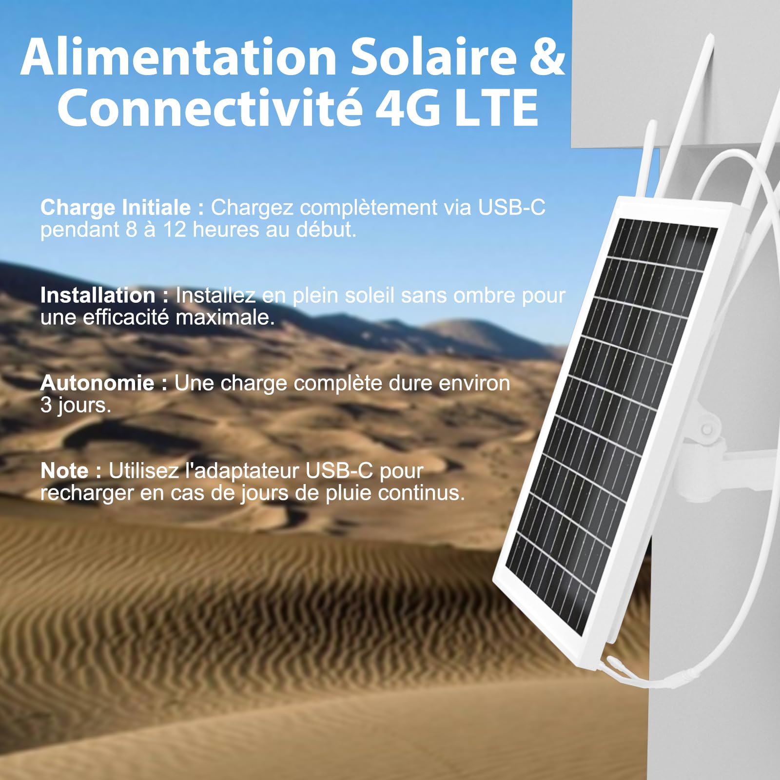 Routeur de Modem 4G LTE alimenté par Le Soleil