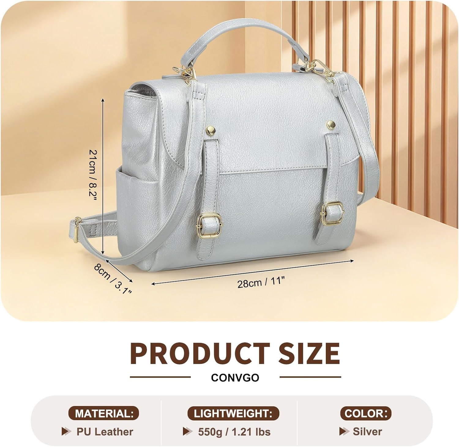 Mini Backpack Purse for Women, Small Fashion Backpack Vintage PU Leather Shoulder Bag Casual Travel Collage, silver