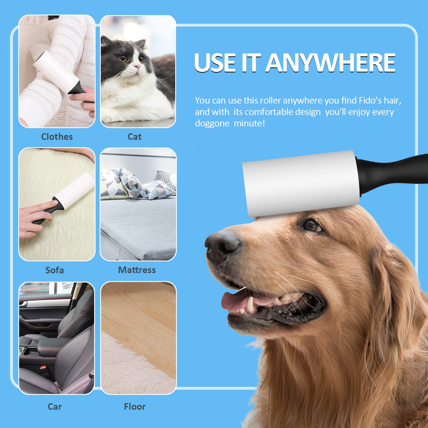 NOMINOMI Lint Rollers — Extra Sticky for Pet Hairs, with 10 Refills of