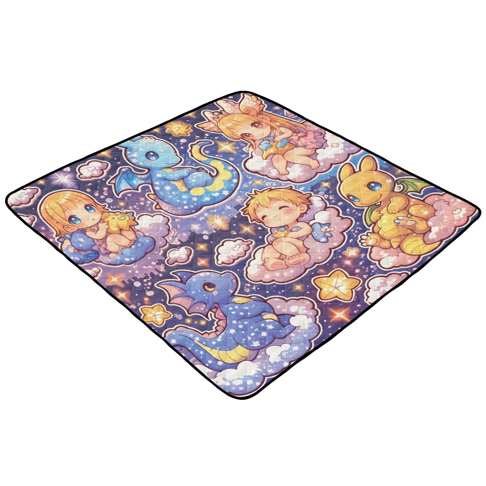 Kigai Cute Dragon Baby Play Mat for Floor and Playpen 50x50 inch Non-Slip Baby Activity Playmat Waterproof Foldable Crawling Mat for Infants Toddlers