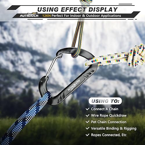 Miniatura 13 de AUTMATCH Clips de mosquetón, 3 pulgadas, gancho de resorte caribeño, hebilla resistente, mosquetones de bloqueo de cadena, eslabones rápidos