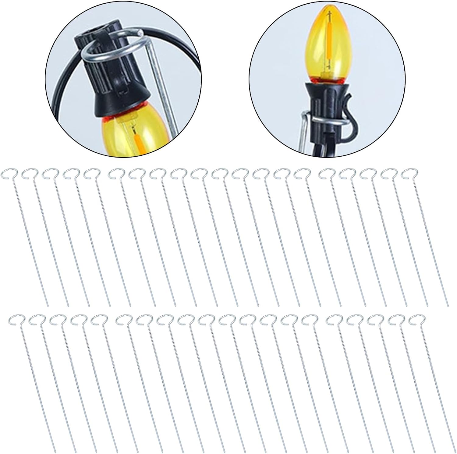 60lots Metal Yard Stakes for Christmas Decorations Weather and Long Permanent for Constant Use Light Post Holders