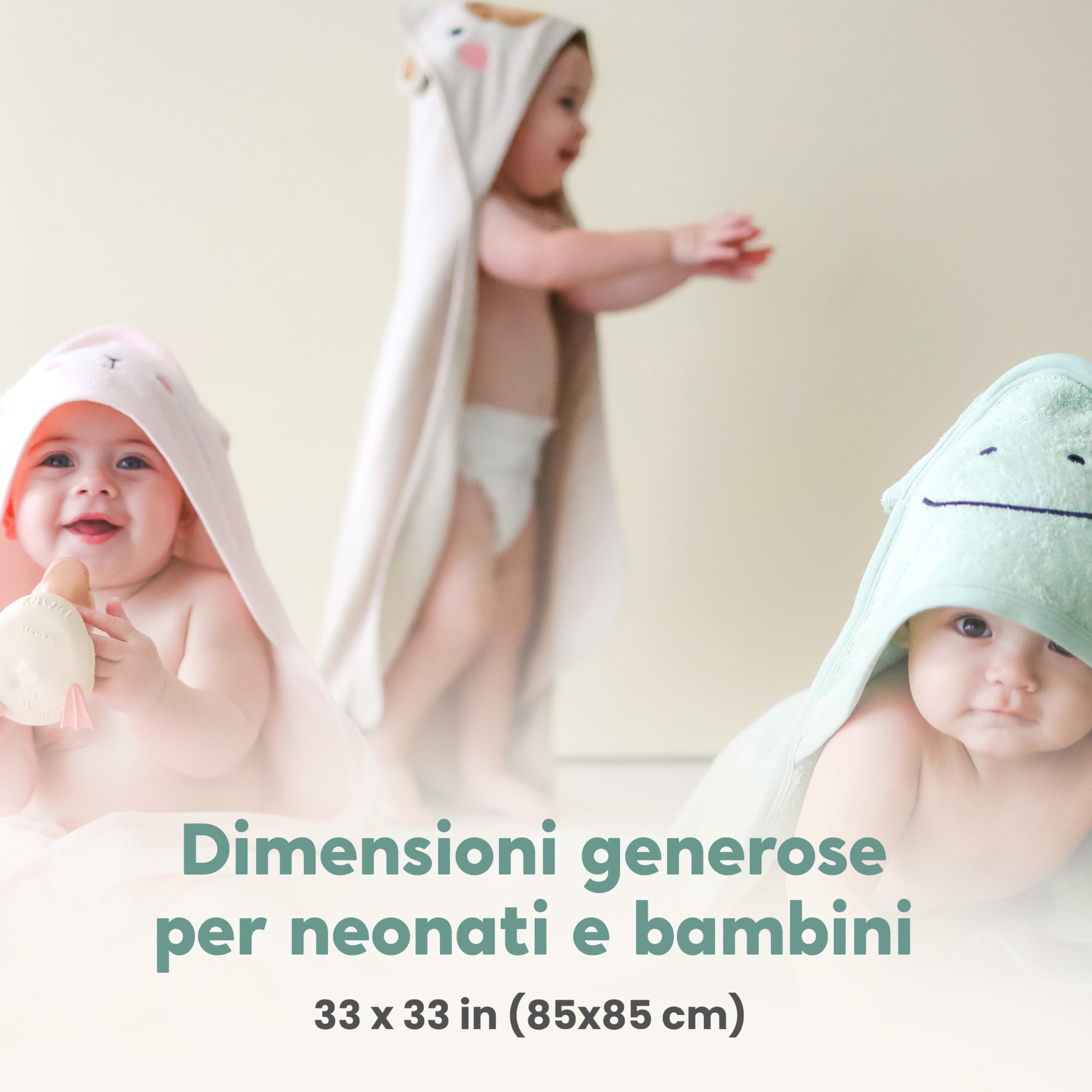 Cuddlebug Accappatoio Neonato con Cappuccio e Lavetta - 100% Spugna di Cotone per Neonati e Bambini - Asciugamano Neonato Super Morbido e Assorbente - Essenziali Bagnetto (85x85cm) - Orso