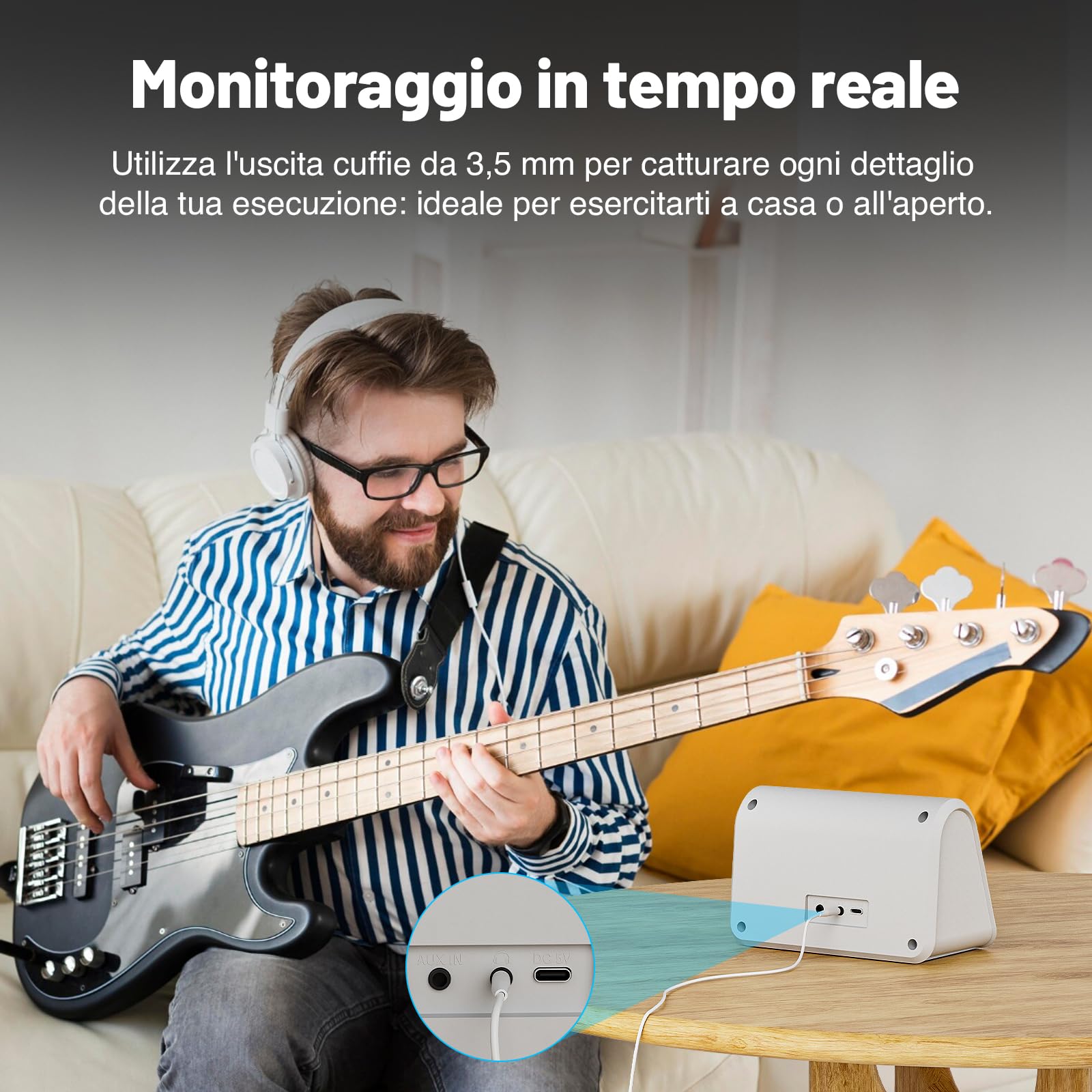MELONARE Amplificatore mini per chitarra 10W 30 ritmi Clean MA-1 | Riverbero, BT 5.3, fino a 6 ore di autonomia, amplificatore portatile per esercitarsi, principianti, dormitorio e viaggi