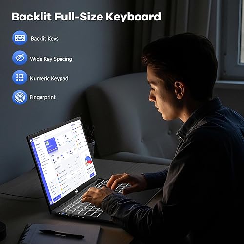 Miniatura 6 de NIMO Laptop FHD-IPS de 15.6" Intel 8 núcleos i5-12450H (hasta 4.4 GHz, Beat i7-11800H), 8 GB de RAM 256 GB SSD 100 W PD Type-C huella dactilar, 2