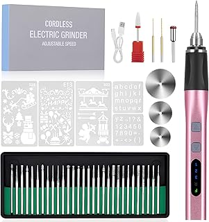 [Upgrade 2-Way Rotary] Electric Engraving Pen with 37 Bits, Cordless Engraver Pen USB Rechargeable, Portable DIY Rotary Engraver Machine for Jewelry Wood Glass Stone Carving (Rose) - Buy now