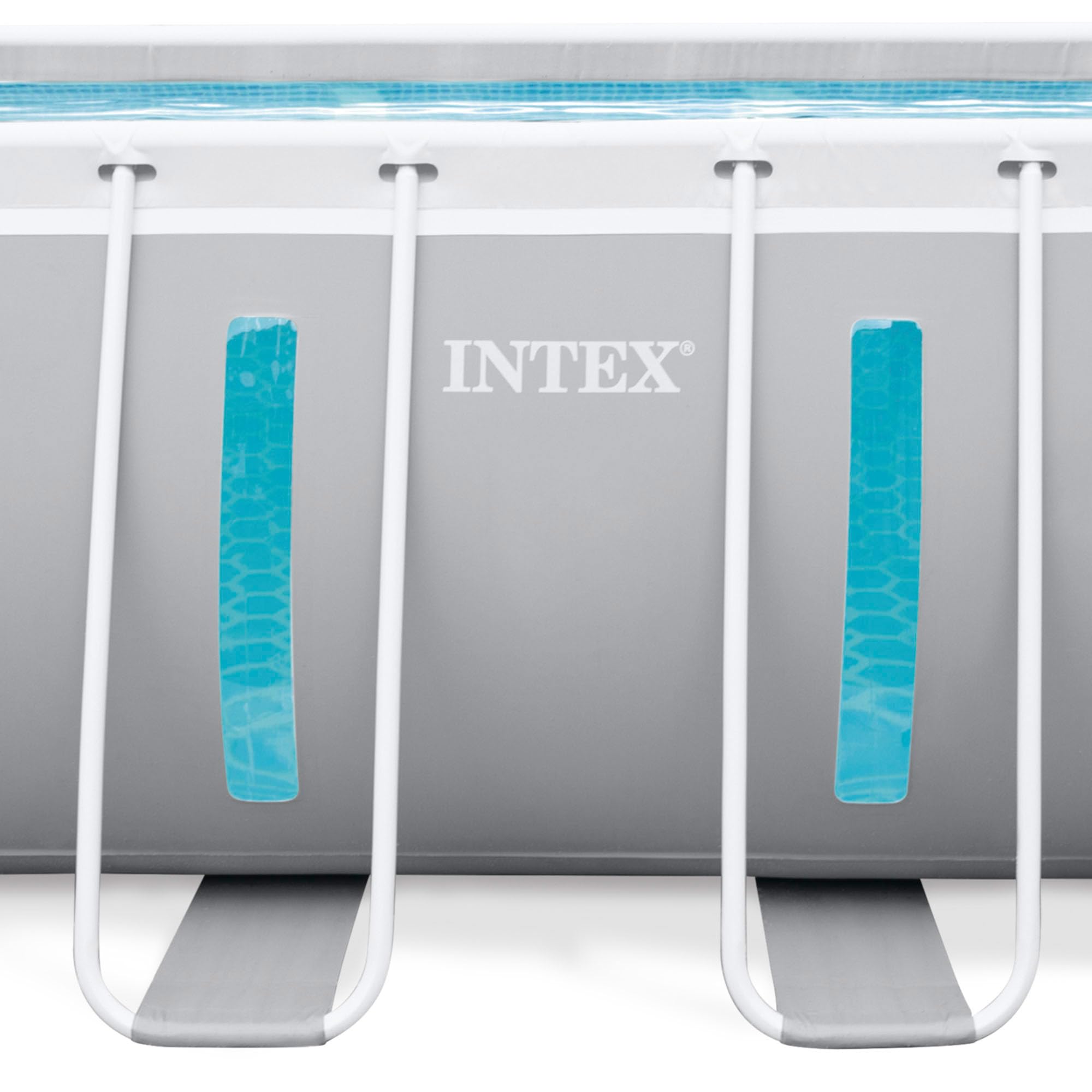 INTEX Piscina Desmontable Rectangular, Modelo Prism Frame Premium, 400x200x122 cm, Material Triple Capa, Capacidad 8.418 L, Ventanas Laterales, Tapiz, Cobertor, Depuradora, Escalera (56029)