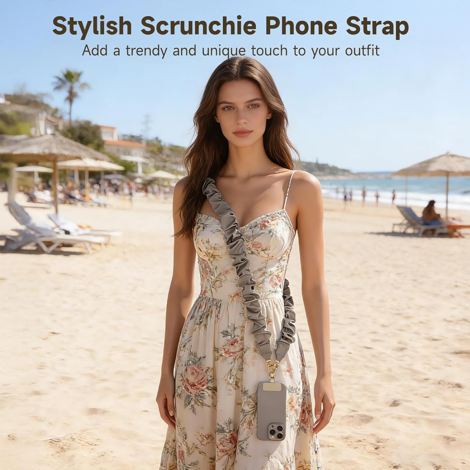 3 Pcs Phone Lanyard Crossbody, Stretchy Scrunchie Phone Strap, Anti-Lost Neck Strap with Metal Patch for ID Cards, Keys, Versatile Accessory for Women, Men (Black,Blue,Gray) - Image 2