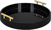 Vista 10 de Kate and Laurel Lipton - Bandeja decorativa redonda moderna de madera, 18 pulgadas de diámetro, marrón rústico y negro, bandeja decorativa